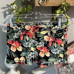 Denim Shorts Floral Jean Black New Girl 14 Adjustable Waist Red Camel